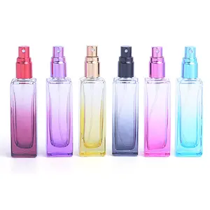 kleine spray fles 20ml Suppliers-20Ml Aangepaste Hervulbare Lege Kleine Vierkante Zwart Blauw Cosmetische Glazen Parfum Spray Fles
