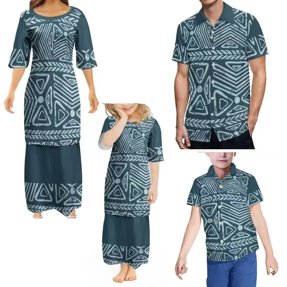 Ensemble de vêtements en Polyester et coton pour enfants, ensemble assorti, personnalisé, polynésien, Elei Tribal, Ptaha, Promotion, vente en gros