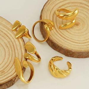 Новое горячее продажи из нержавеющей стали 18K зеркало Открытое кольцо нерегулярный дизайн кольцо ювелирные изделия оптом для женщин - Product Image 1