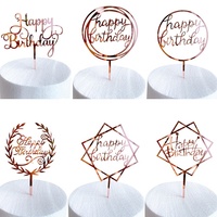 Décoration de gâteau en acrylique Joyeux Anniversaire, personnalisable, pour fournitures de fête d'anniversaire, vente en gros, qualité alimentaire