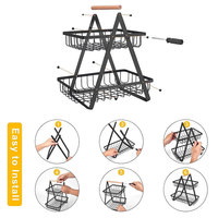 Panier à fruits et légumes à deux niveaux en fer avec design détachable pour l'organisation de la cuisine