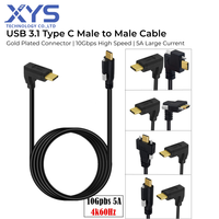 Câble de données USB 3.1 Type C mâle-mâle plaqué or 10 Gbit/s 5A à angle droit avec verrouillage