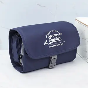 Trousse de toilette suspendue étui cosmétique en polyester avec fermetures à glissière et sections pour la maison ou le voyage