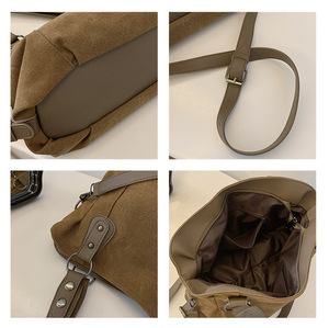 Simple <b>Canvas</b> Multiple Pockets Vintage Minimalist <b>Large</b> Capacity Fashionable Tote <b>Bag</b> for Students and Office Workers Commuting - Product Image 6