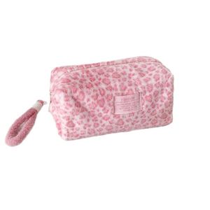 Trousse de Maquillage Léopard en Peluche Grande Capacité avec Fermeture Éclair, Pochette Cosmétique Portable, Sac de Toilette pour Étudiants - Product Image 5