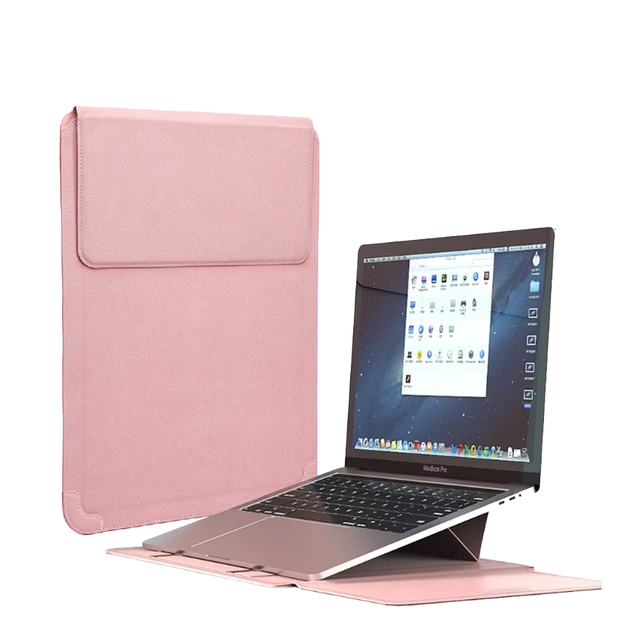 PU Leather Waterproof Laptop Sleeve Case with Stand Holder and Mouse Pad for Macbook Air 11 13 Pro 15 Inch-Fashionable Design
