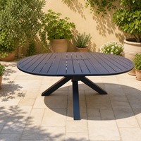 Ensemble de table à manger ronde extensible avec cadre en aluminium pour l'extérieur, idéal pour la cour, l'hôtel, le salon