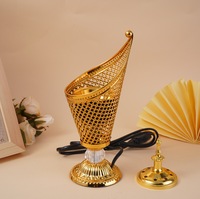 Encensoir Électrique en Métal Style Arabe Dubaï avec Couvercle, Brûleur d'Encens Électrique Personnalisable avec Prise