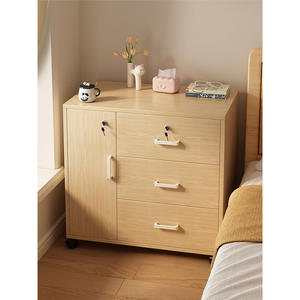 Armoire de chevet minimaliste moderne avec serrure et roulettes pour le rangement de la chambre à coucher, utilisation par les enfants RK026 - Product Image 3