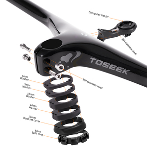 TOSEEK Carbon Integrated <strong>MTB</strong> Handlebar 28.6mm Built-in <strong>Computer</strong> Mount Flat Bar XC Trail Endurance Marathon Racing Competition - Product Image 4