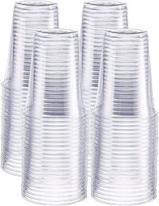Pet Plastic <b>Cups</b> with Dome Lids Disposable Highly Transparent for <b>Cold</b> Beverage Ice Cream Beer 16oz - Product Image 1