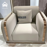Ensemble de canapés sectionnels modernes de luxe en cuir véritable capitonné avec accents dorés pour villa, hôtel, appartement, salon - Meubles tout-en-un