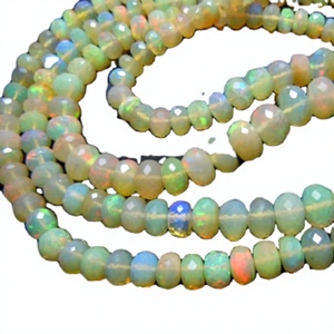 Wholesale AAA Natural Ethiopian Opal Faceted Rondelle <b>Stone</b> <b>Beads</b> Multi Color 17 Inches Size 4-7MM for Jewelry Making - Product Image 1