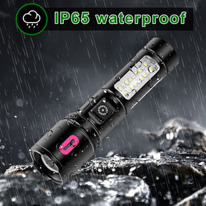 Lampe de poche en alliage d'aluminium Bande lumineuse latérale COB Projecteur intégré 18650 Batterie Lumière rouge Chargement USB Lampe <span class=keywords><strong>LED</strong></span> Torche d'éclairage - Product Image 5