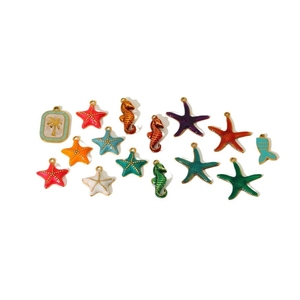 Esmalte lindo estrella <span class=keywords><strong>de</strong></span> mar <span class=keywords><strong>Cola</strong></span> <span class=keywords><strong>de</strong></span> <span class=keywords><strong>Caballo</strong></span> Coco Palm encantos colgante <span class=keywords><strong>de</strong></span> acero inoxidable playa tema colgante DIY joyería hallazgos - Product Image 1