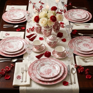 Platos de Cerámica con Estampado Floral Rojo al por Mayor, Juego de 8/10.5/12 Pulgadas, Vajilla Decorativa de Porcelana para Servicio de Mesa en Restaurantes y Hoteles - Product Image 4