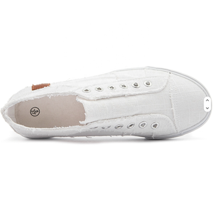 Zapatillas Blancas Sin Cordones con Diseño de Punta Redonda, Suela de Goma Transpirable, Entresuela de TPU, Parte Superior de Tejido, Aptas para Todas las Estaciones - Product Image 1