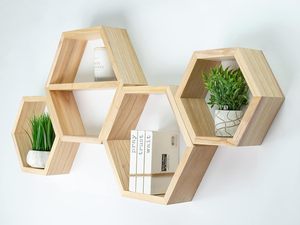 Extra Large <strong>Hexagon</strong> Floating <strong>Shelves</strong> - Set of 4 - Honeycomb Octagon <strong>Shelves</strong> Wall Hanging <strong>Shelves</strong> Honeycomb Decor - Product Image 4