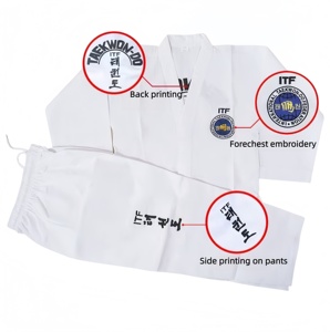 Uniforme d'entraînement de <span class=keywords><strong>Taekwondo</strong></span> Quteng ITF - Matière côtelée unisexe personnalisable, doux, professionnel, durable, respirant - Product Image 1