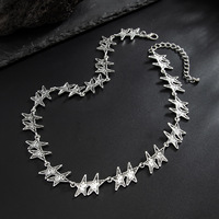 Nouveau Collier Pentagramme Rainuré pour Homme en Alliage Électroplaqué avec Chaîne en Bambou, Style Européen-Américain Transfrontalier - Polyvalent, Tendance et Élégant