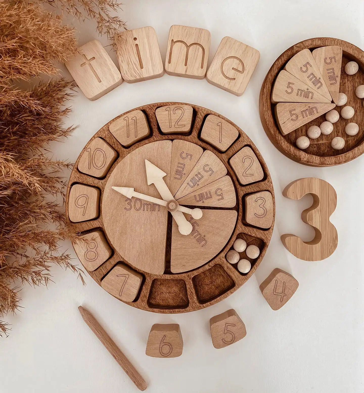Tik tok New design Rustic wooden puzzle clock time Educational toys