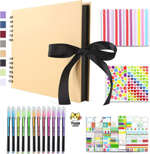 Carnet de scrapbooking A4 à spirale, 80 <span class=keywords><strong>pages</strong></span>, <span class=keywords><strong>album</strong></span> <span class=keywords><strong>photo</strong></span> DIY avec accessoires, papier kraft kaki, livre souvenir, cadeau - Product Image 1