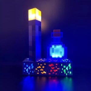 โคมไฟตั้งโต๊ะ LED รูปหินบราวน์สโตน Mine De Craft แบบมินิ ใช้พลังงาน USB ชาร์จได้ เสียบปลั๊กได้ เหมาะสำหรับห้องนอนเด็ก - Product Image 6