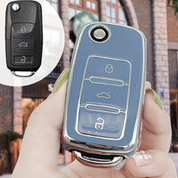 Étui de clé de voiture de luxe en TPU anti-chute et résistant aux rayures pour hommes et femmes, compatible Volkswagen/Skoda/Langyi/Mingray/Speedy/Kodiak/C T