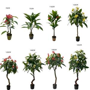 Bonsaï Plumeria Artificiel avec Matériau PE Décoration de Jardin Intérieur avec Fleurs et Plantes de Verdure Artificielles - Product Image 4