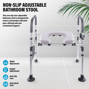 Silla de baño <span class=keywords><strong>para</strong></span> ancianos Pengxing, asiento de inodoro elevado, inodoro elevado de aluminio con mango de paleta - Product Image 5