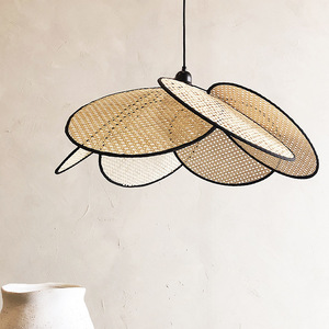 Japanese Style Rattan Pendant <b>Light</b> Round E27 LED Single Head Chandelier For <b>Dining</b> Room Living Room Guesthouse Tea Room - Product Image 4