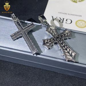 Pendentif en argent 925 entièrement serti de diamants, pendentif en moissanite, pendentif rond en moissanite D VVS certifié GRA, colliers fins - Product Image 5