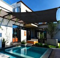 Voile d'ombrage triangulaire noire en HDPE résistante aux UV pour piscine, villa, patio, jardin extérieur