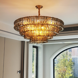 Lampe suspendue <span class=keywords><strong>en</strong></span> <span class=keywords><strong>verre</strong></span> rétro d'intérieur, style nordique, éclairage de salon, lustre pour villa à plafond haut, installation pour projet de chambre à coucher - Product Image 4