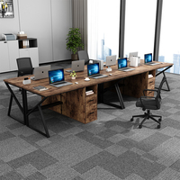 Bureau d'ordinateur moderne pour 2 personnes avec tiroir à dossiers, grand bureau double avec armoire de rangement pour bureau à domicile