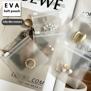 Pochette à bijoux en EVA transparent givré avec <span class=keywords><strong>logo</strong></span> personnalisé, emballage pour bijoux, sacs en plastique avec petite fermeture éclair pour grandes boucles d'oreilles - Product Image 2