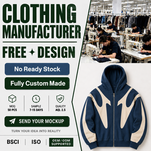 Custom High Quality Fleece <b>Full</b> <b>Zip</b> Hoodie Navy Cream Contrast Panel Patchwork Drop Shoulder Mens <b>Hoodies</b> Manufacturer - Product Image 1