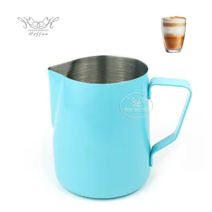 600ml Light Blue Painted Espresso Steaming Pitcher Stainless Steel Barista Frothing Pitcher Latte Art Coffee Milk Pitcher