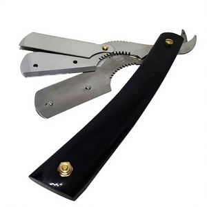 IKZARSA Straight <b>Razor</b> Stainless Steel Blade Single Blade Black Buffalo Horn Handle Barber Shop Use <b>for</b> <b>Men</b> and Women I-BWR-01 - Product Image 2