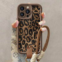 Étui de téléphone rétro en léopard brun pour iPhone 16 Pro Max 15 14 13 Filles Femmes Coque de téléphone portable en silicone souple de luxe