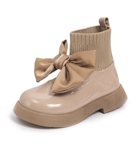 High Quality Cute Ankle <b>Boots</b> for Girls Kids Bowknot PU on Sock Chunky <b>Boots</b> Botas Kid - Product Image 6