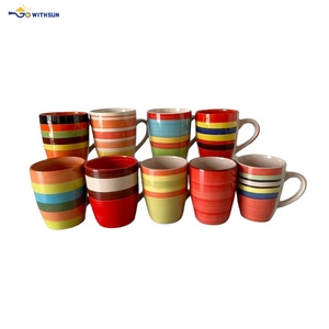 Taza de Café de Porcelana y Cerámica al Por Mayor a Precio de Fábrica, Diseño de Rayas de Caramelo Multicolor, Apta para Lavavajillas y <span class=keywords><strong>Microondas</strong></span> - Product Image 2