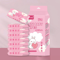 Toallitas Húmedas para Bebé, Mini, Portátiles, de Bolsillo, Suaves, Delicadas, para Piel Sensible, Sin Alcohol, Cuidado Natural, Paquete Compacto de Viaje, Logotipo Personalizado OEM