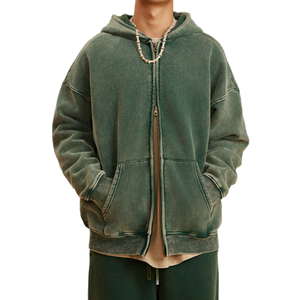 Sudadera con Capucha Personalizada con Logotipo, Estilo Vintage Desgastado para Hombre, Tejido Grueso Lavado a la Piedra, 100% Algodón, Chaqueta Lisa Estampada para Invierno - Product Image 2