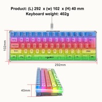 Ensemble clavier et souris de jeu HXSJ V700, clavier 61 touches compact 60 % rétroéclairé RGB, souris filaire à capteur optique transparent, LED 7 couleurs