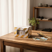 Boîte à chapeau en carton ondulé avec fenêtre, logo personnalisé, design style avion, pour un assemblage facile, emballage sécurisé pour casquettes et bonnets