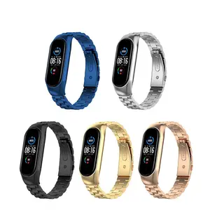 Pulseira ryb de metal em aço inoxidável, venda quente de pulseira de metal com capa de metal para xiaomi mi band 6 5 3 4 band mi4