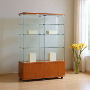 Vitrina Moderna de Vidrio de 120 cm de Ancho con Puertas con Cerradura y Estantes Ajustables para Exhibición en Sala de Estar - Product Image 3