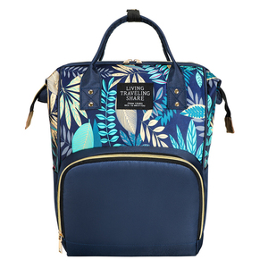 Borsa da pannolino Casual personalizzabile con stampa floreale di grande capacità impermeabile e zaino alla moda Insular - Product Image 1