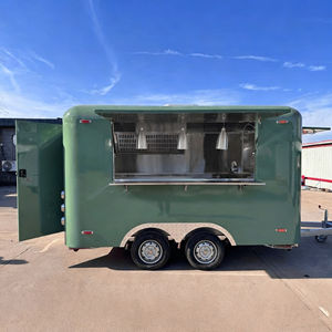 Chariot de vente ambulante multifonctionnel à 4 roues en acier inoxydable vert pour la vente de glaces, de nourriture rapide et de collations, service de restauration commercial - Product Image 3